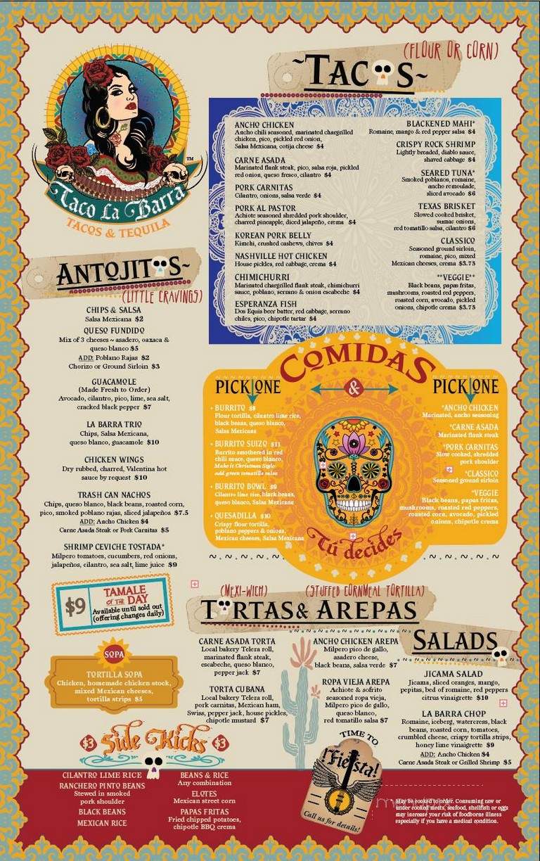 Taco La Barra - Greenville, SC menu_pic