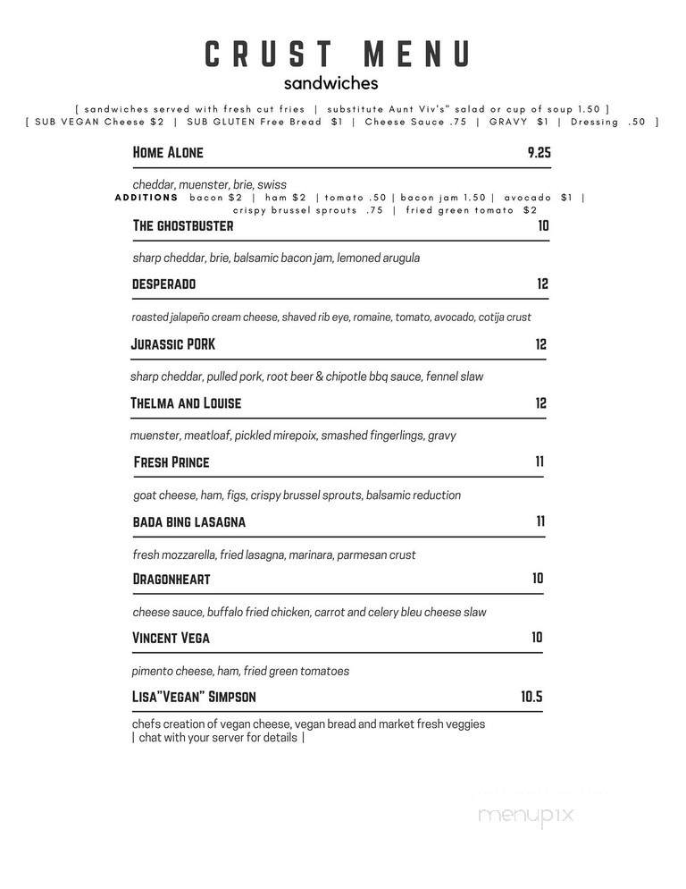 Crust Kitchen & Cocktails - Wilmington, NC menu_pic