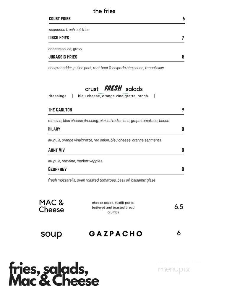 Crust Kitchen & Cocktails - Wilmington, NC menu_pic