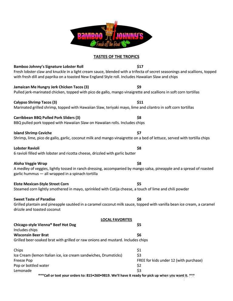 Bamboo Johnny's Fresh off the Boat - Fox Lake, IL menu_pic