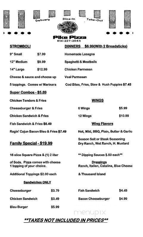 Pike Pizza - Shippenville, PA menu_pic