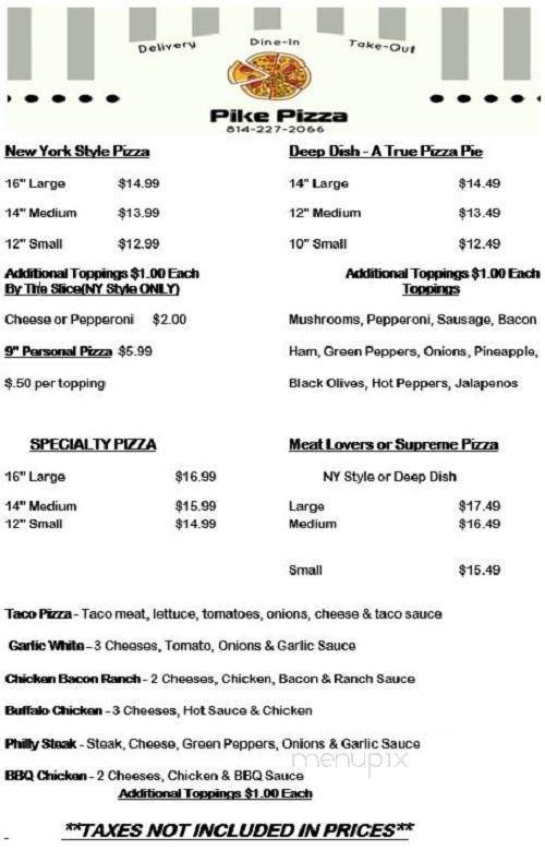 Pike Pizza - Shippenville, PA menu_pic