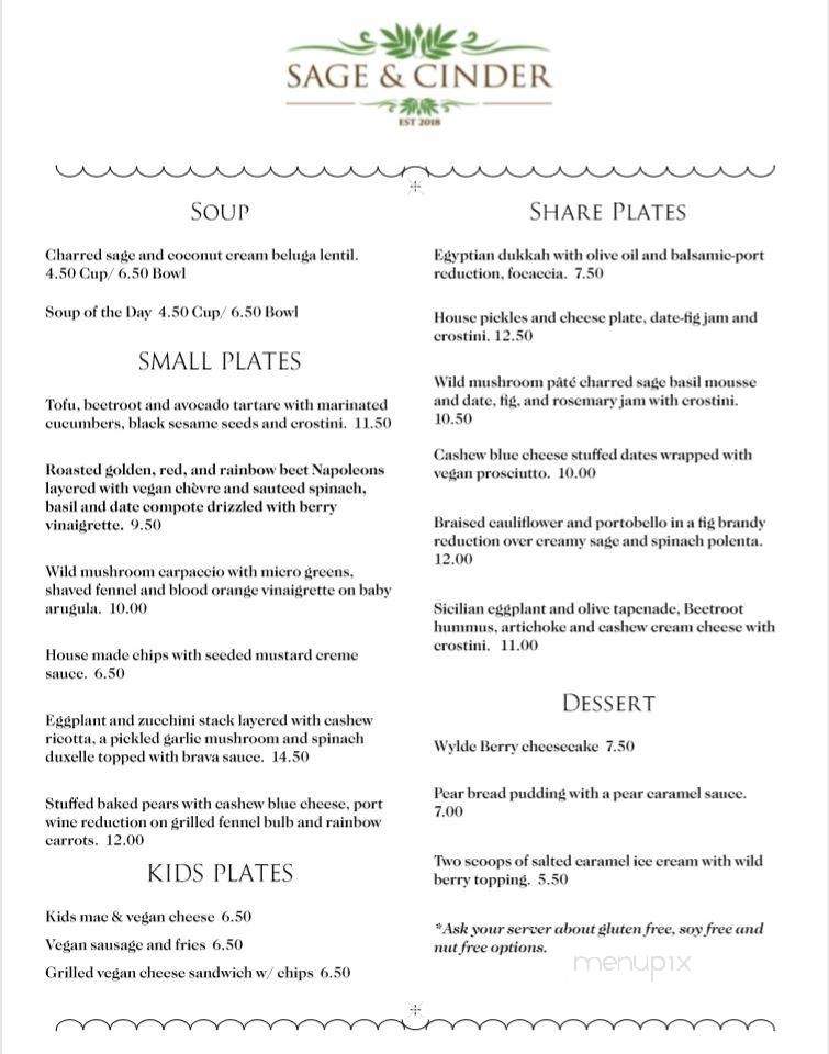 Sage And Cinder - Mukilteo, WA menu_pic
