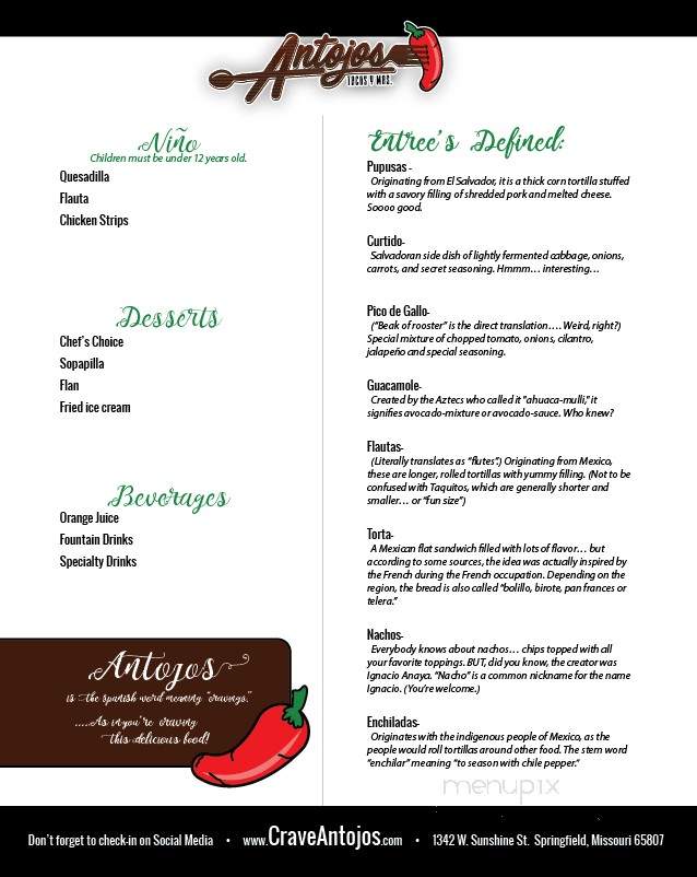 Antojos Tacos y Mas - Springfield, MO menu_pic
