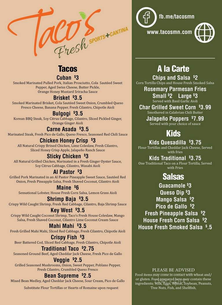 Taco's Fresh - Stillwater, MN menu_pic