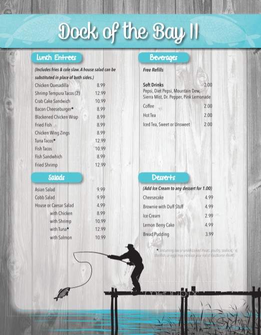 Dock of the Bay - Carrollton, VA menu_pic
