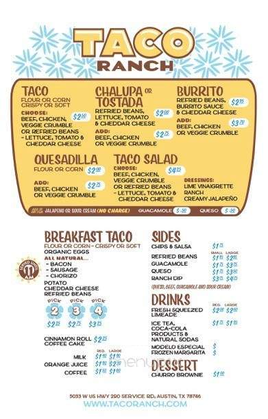 Taco Ranch - Austin, TX menu_pic