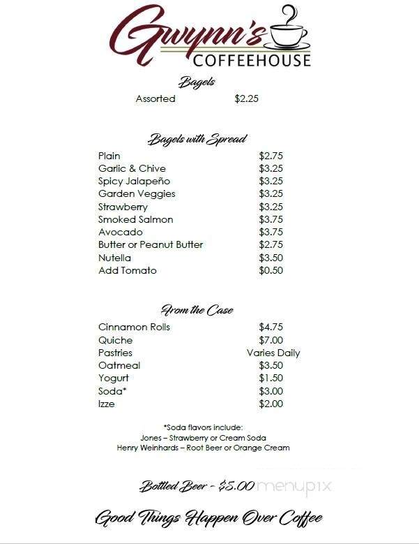 Gwynn's Coffee House - Canby, OR menu_pic