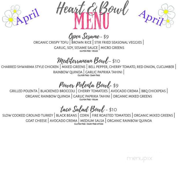 Heart and Bowl - Medford, OR menu_pic