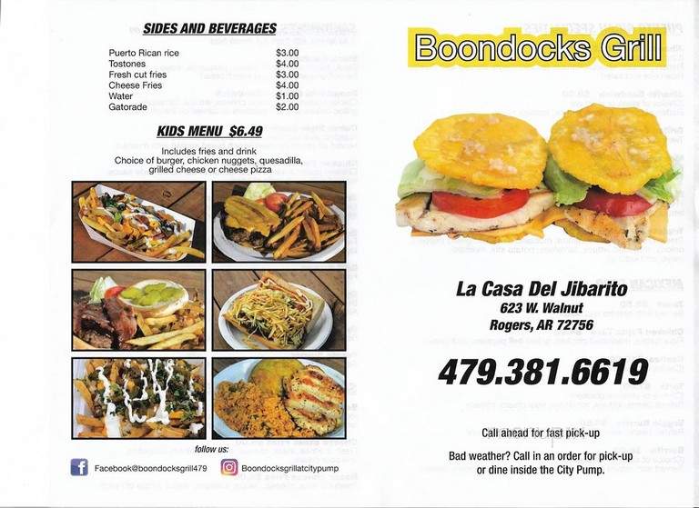 Boondock's Grill - Rogers, AR menu_pic