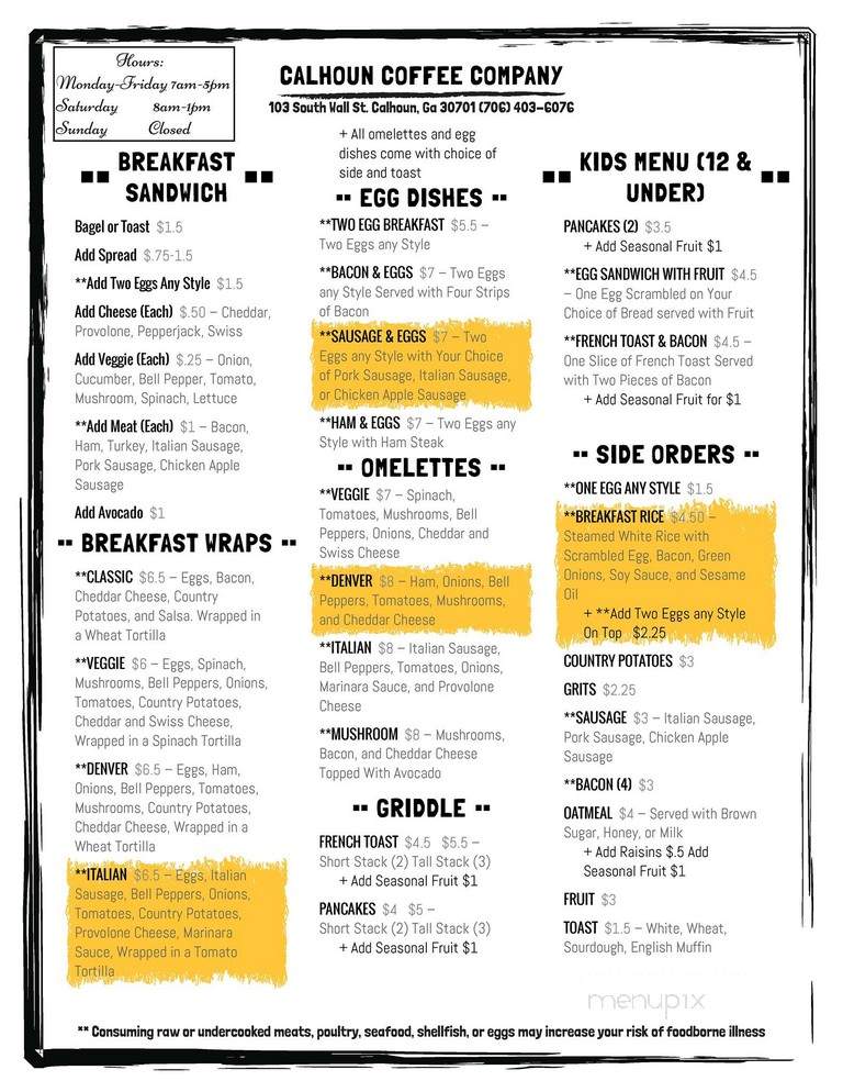 Calhoun Coffee Company - Calhoun, GA menu_pic