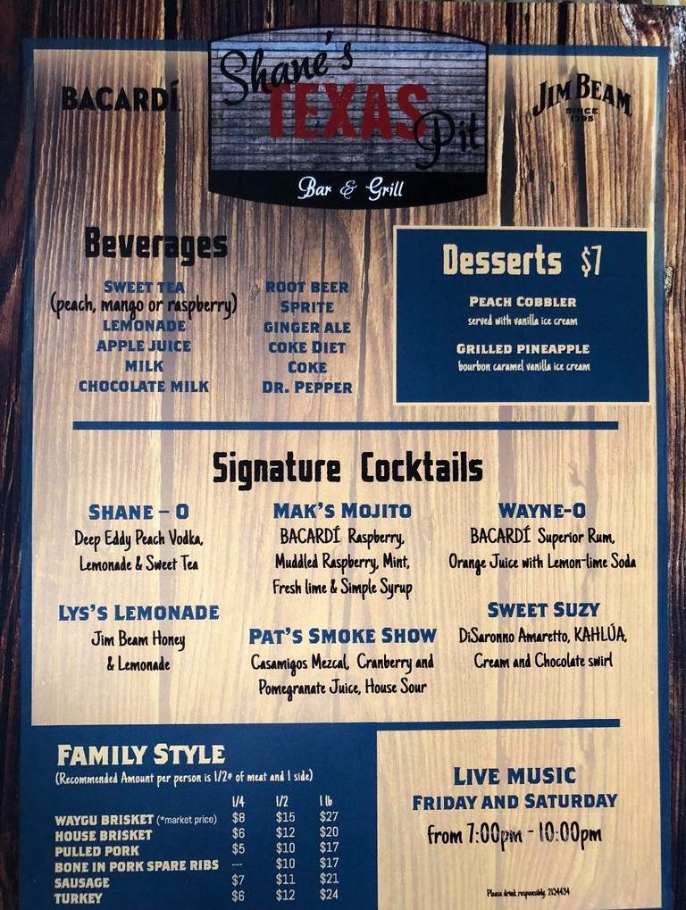 Shane's Texas Pit - Hampton, NH menu_pic