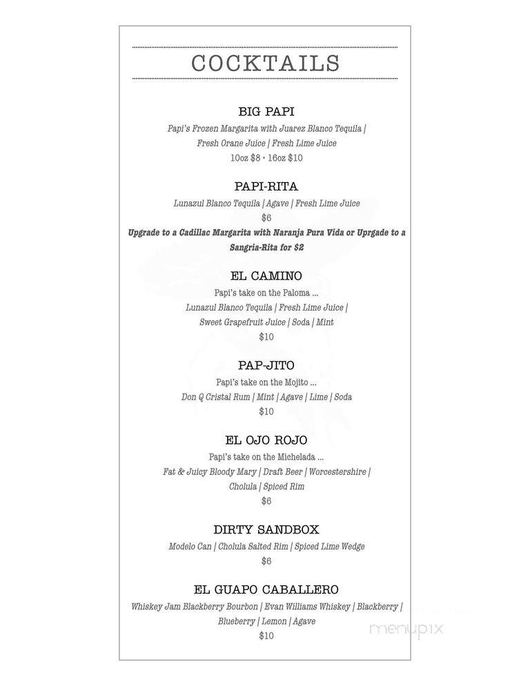 Papi's Taqueria - Isle of Palms, SC menu_pic