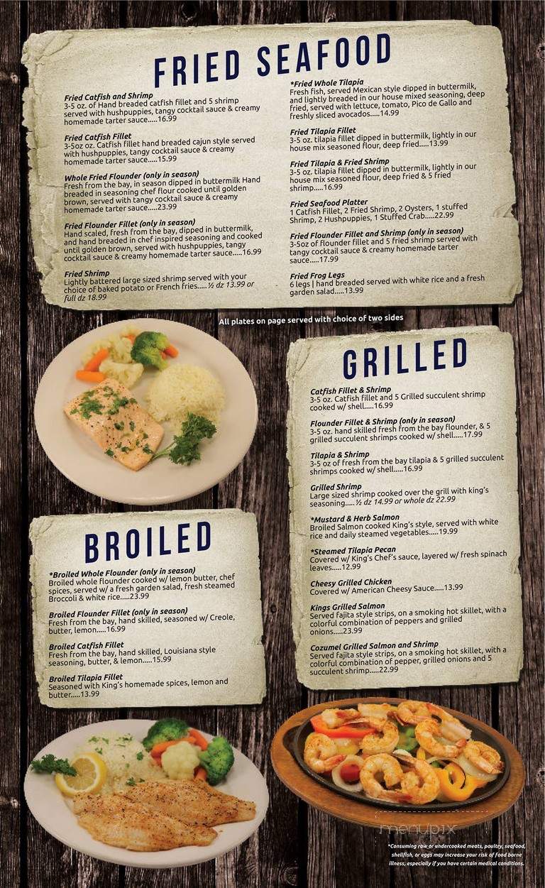 Online Menu of King's Grill & Bar, Victoria, TX