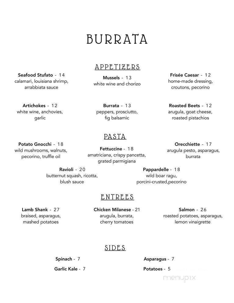 Burrata - Philadelphia, PA menu_pic