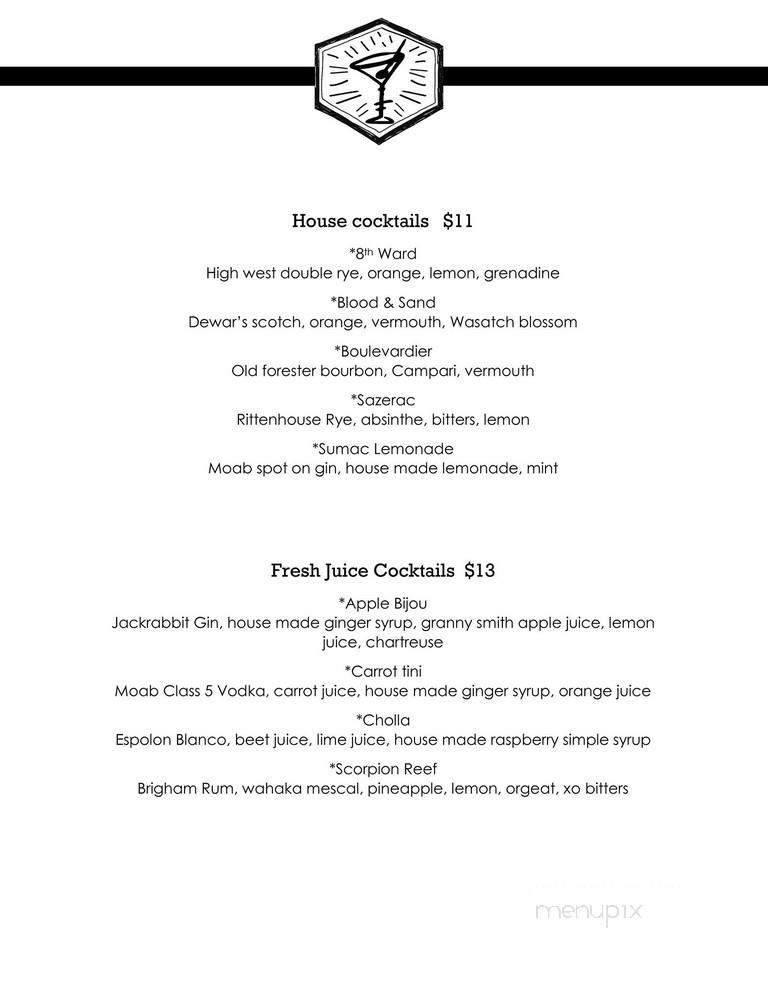 La Sal House - Moab, UT menu_pic