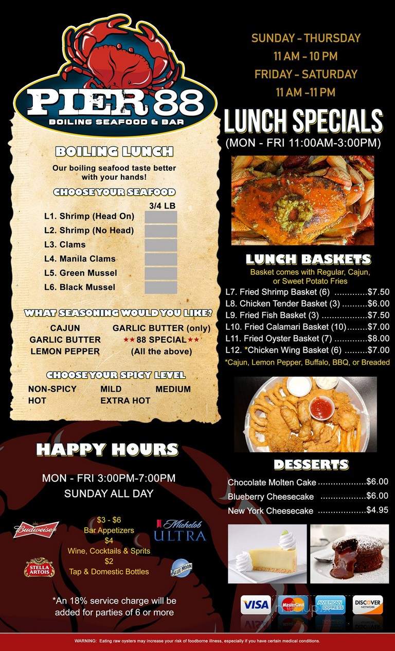 Pier 88 Boiling Seafood & Bar - Oklahoma City, OK menu_pic
