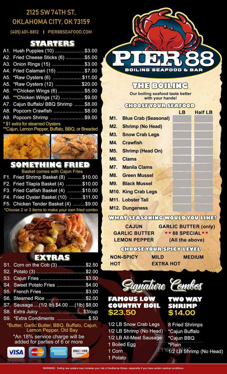 Pier 88 Boiling Seafood & Bar - Oklahoma City, OK menu_pic