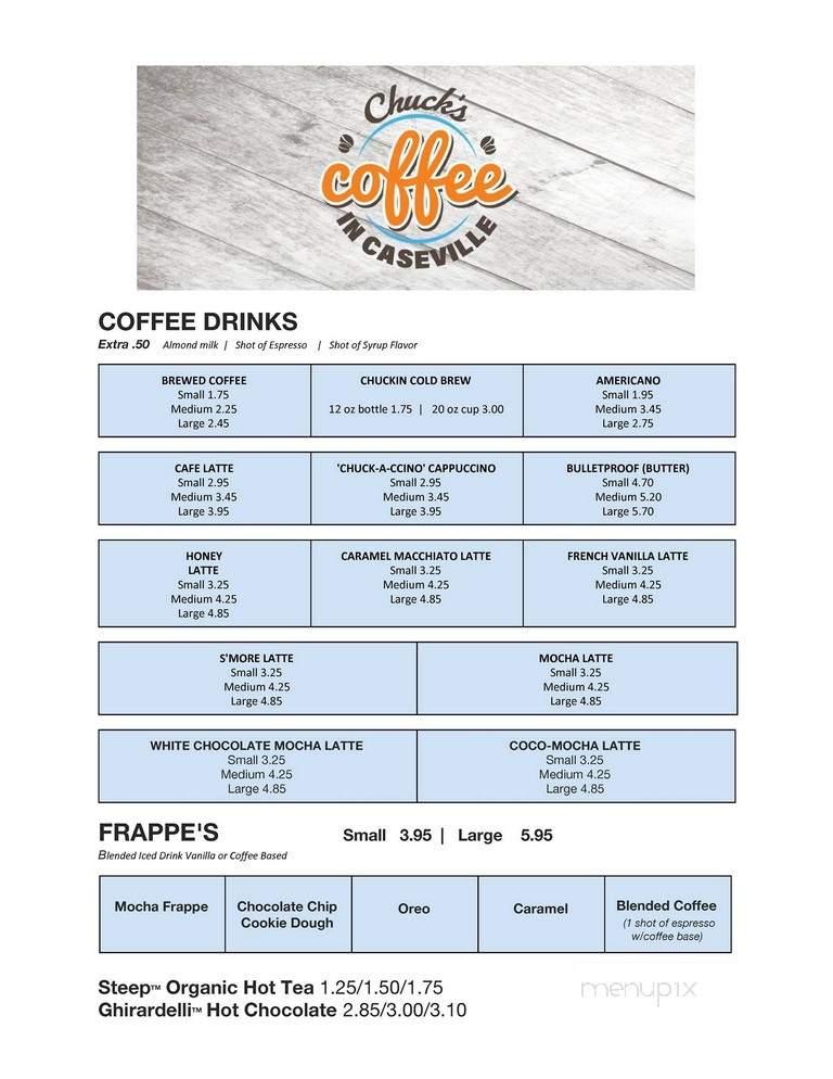 Chuck's Coffee in Caseville - Caseville, MI menu_pic