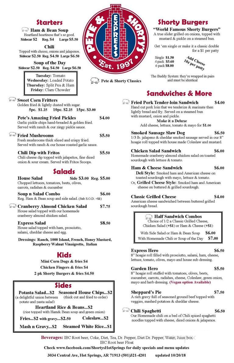 Pete & Shortys Express - Hot Springs, AR menu_pic