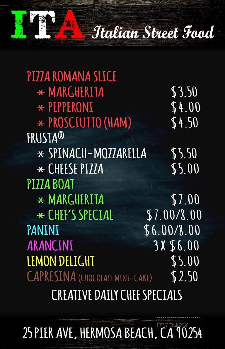 ITA Italian Street Food - Hermosa Beach, CA menu_pic