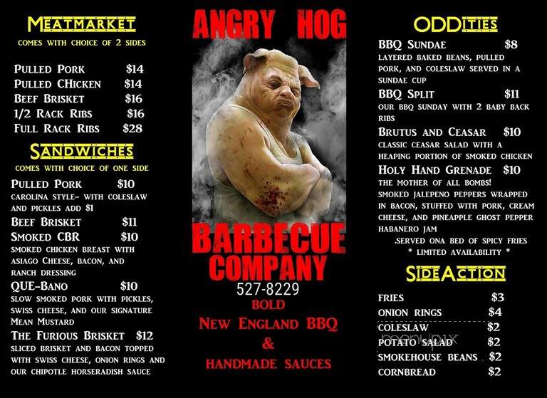 Angry Hog Barbecue - Laconia, NH menu_pic