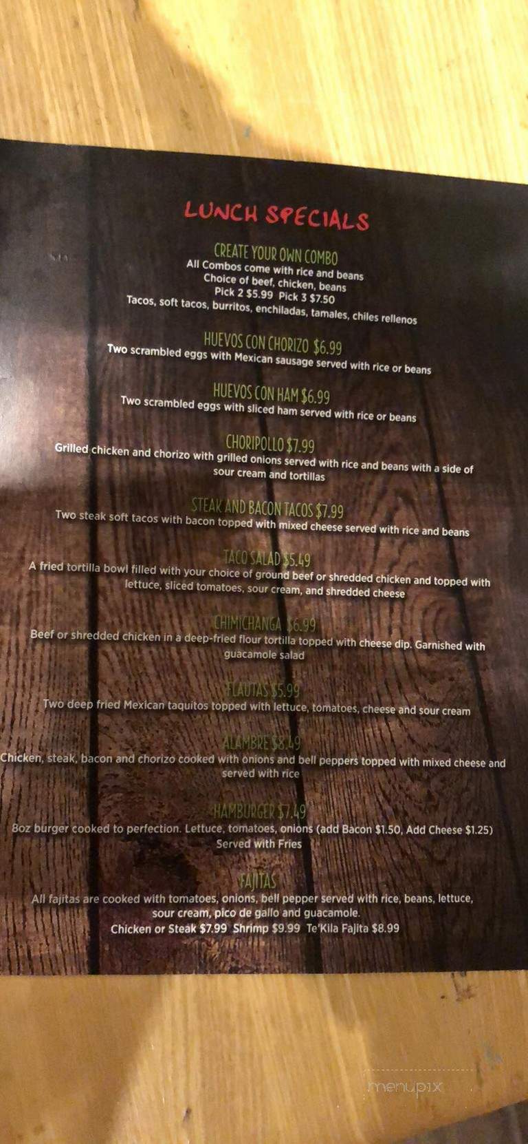 Tekila Mexican Bar & Grill - Memphis, TN menu_pic