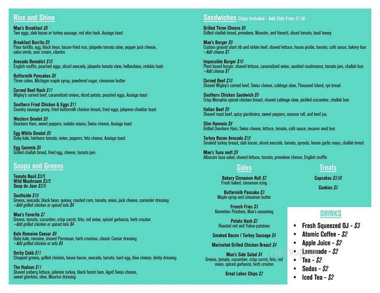 Mae's - Mount Clemens, MI menu_pic