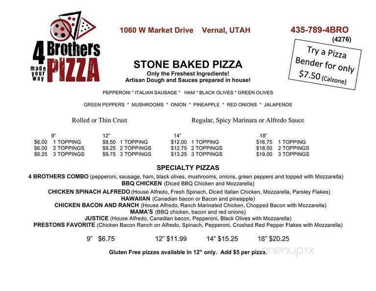 4 Brothers Pizza - Layton, UT menu_pic