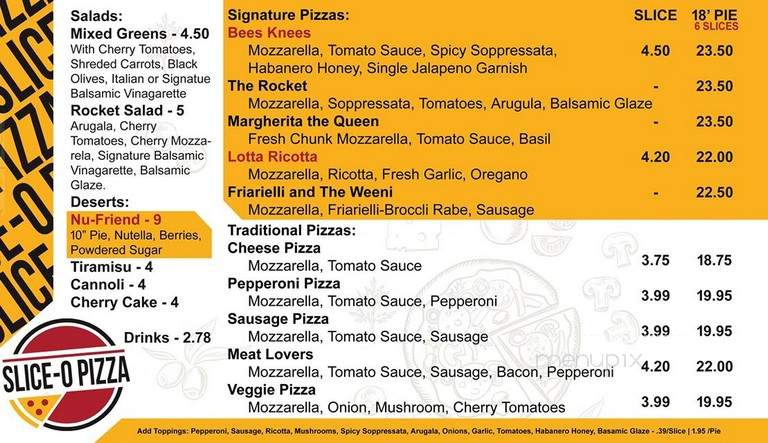 Slice-O Pizza - Dallas, TX menu_pic