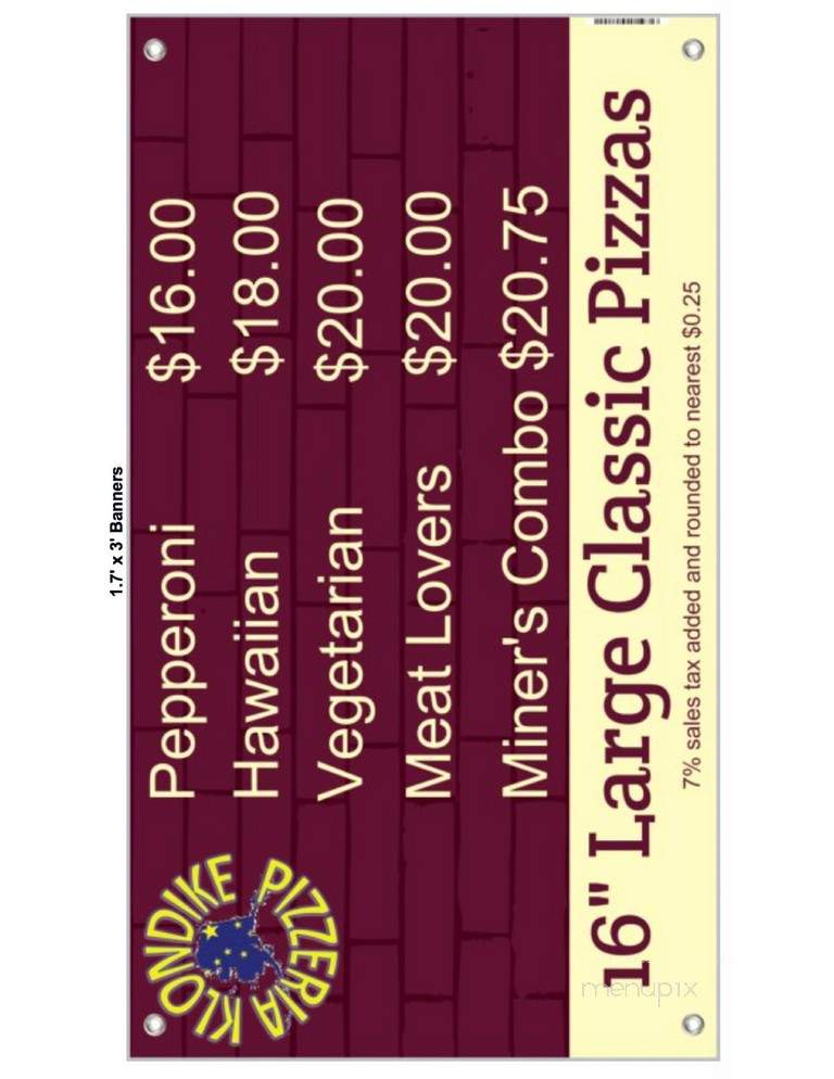 Klondike Pizzeria - Seward, AK menu_pic