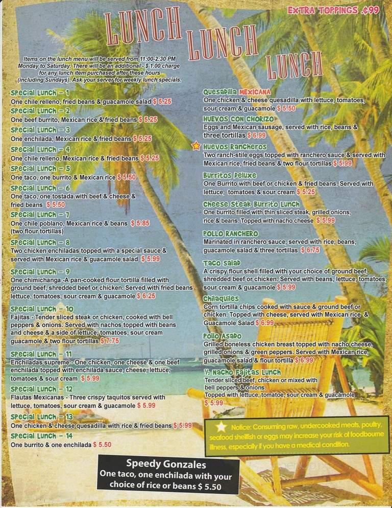 Las Palmas Mexican Restaurant & Bar - Sumter, SC menu_pic