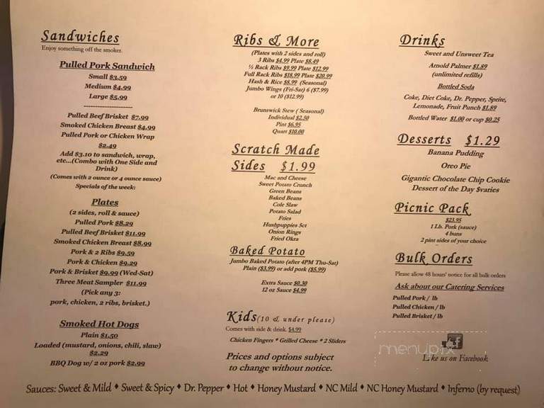 CD's BBQ & Catering - Laurens, SC menu_pic