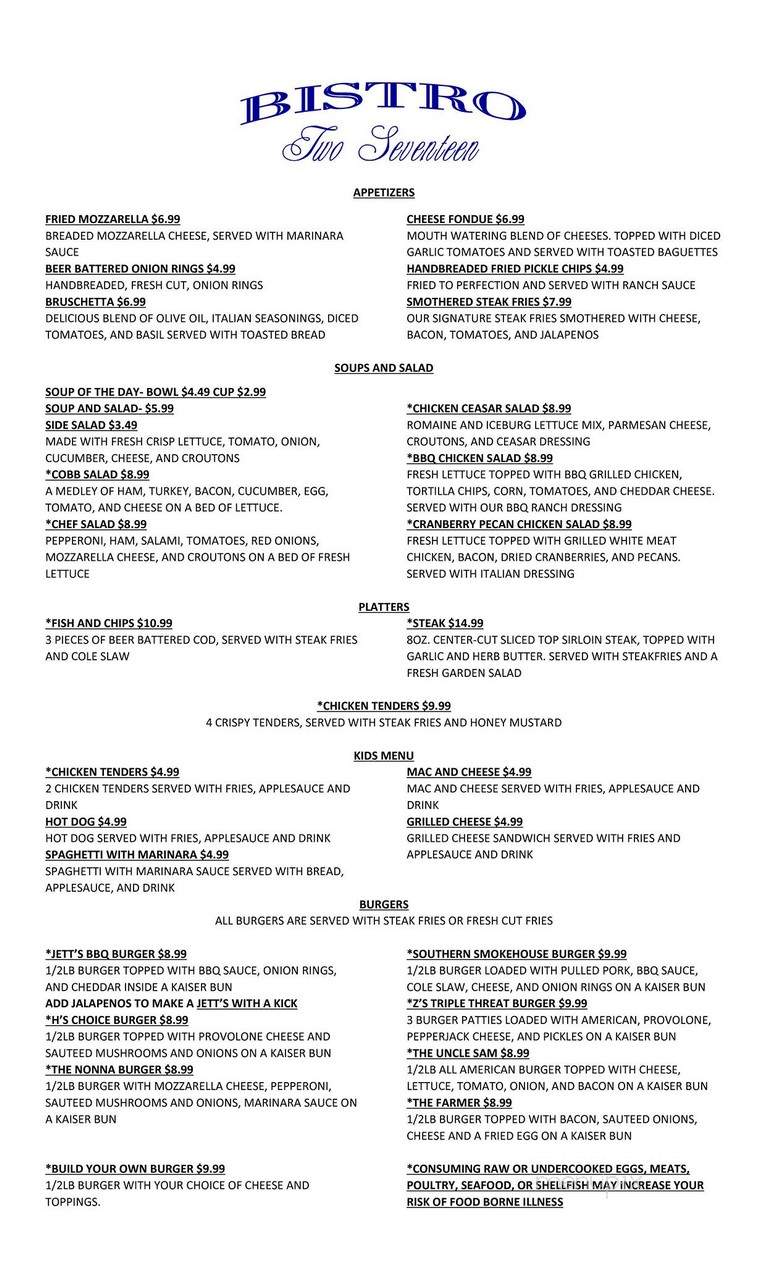 Bistro 217 - Galion, OH menu_pic