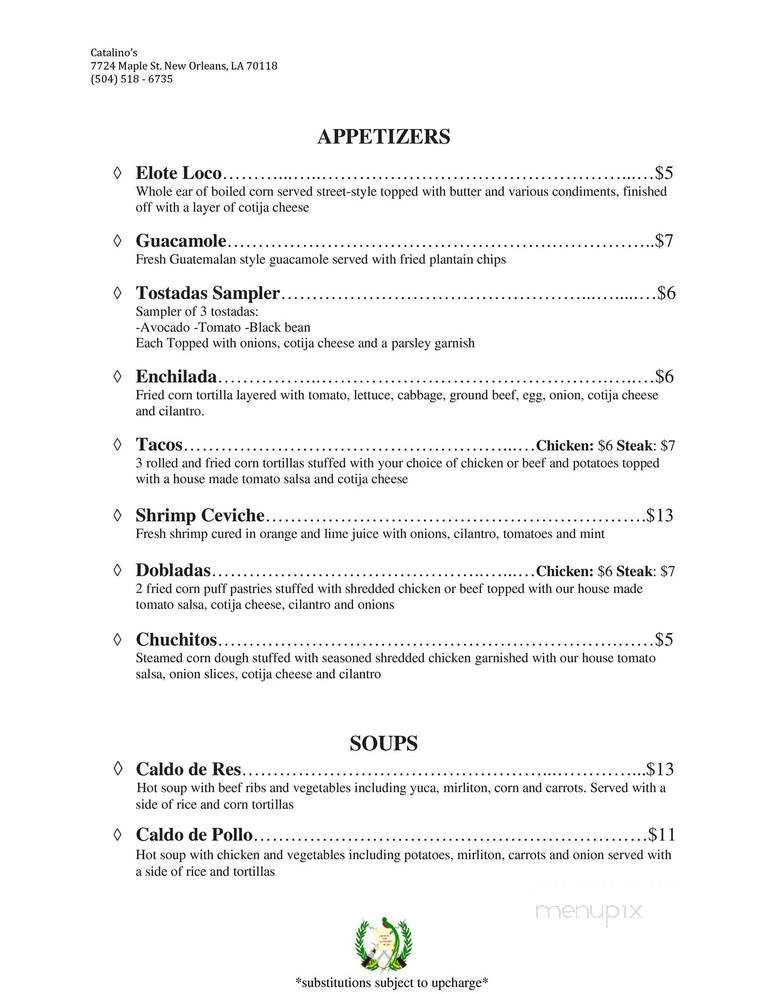 Catalino's - New Orleans, LA menu_pic