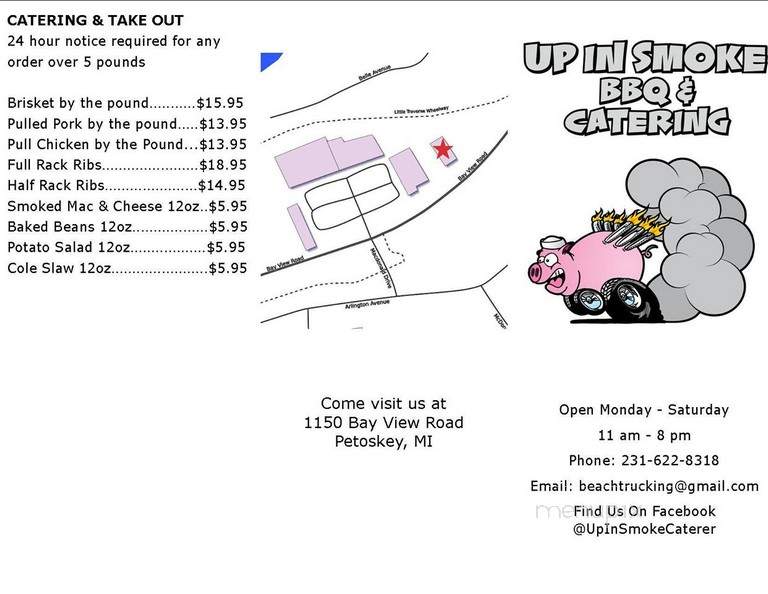Up In Smoke BBQ & Catering - Petoskey, MI menu_pic