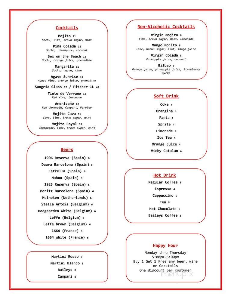 Pan y Vino - Newport Beach, CA menu_pic