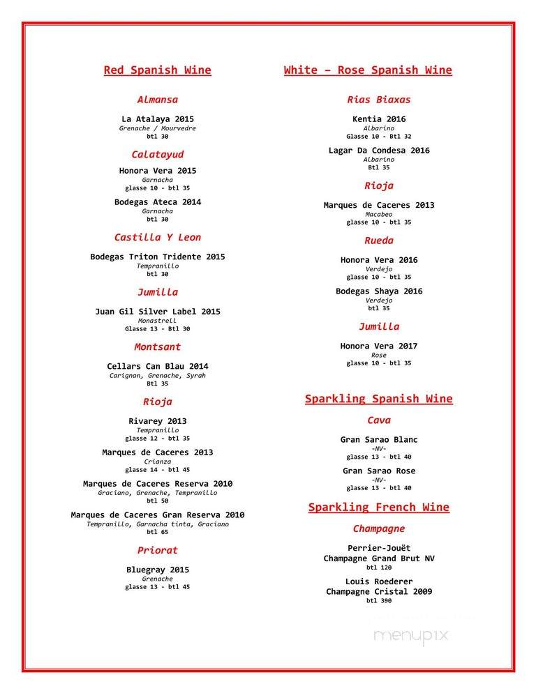 Pan y Vino - Newport Beach, CA menu_pic