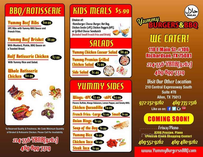 Yummy Burgers and BBQ - Plano, TX menu_pic