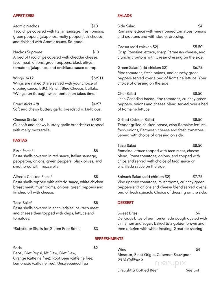 Atomic Pizza Pub - Cresco, IA menu_pic