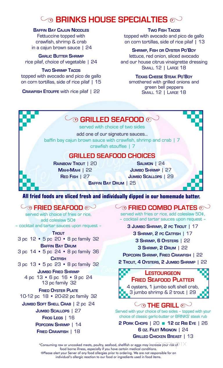 Lestourgeon Seafood - Cottonwood Shores, TX menu_pic