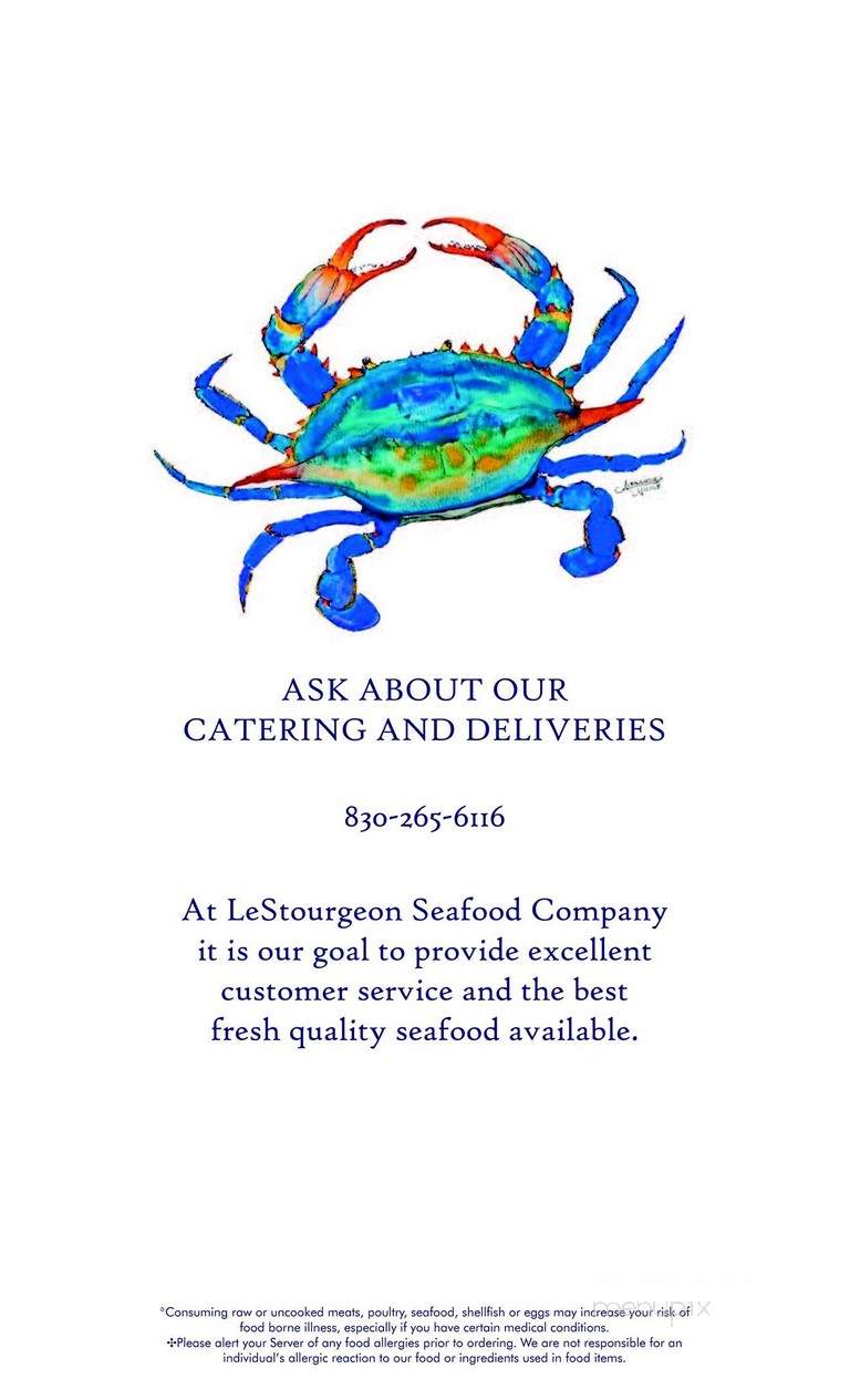 Lestourgeon Seafood - Cottonwood Shores, TX menu_pic