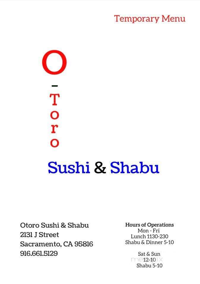 O-Toro Sushi & Shabu - Sacramento, CA menu_pic