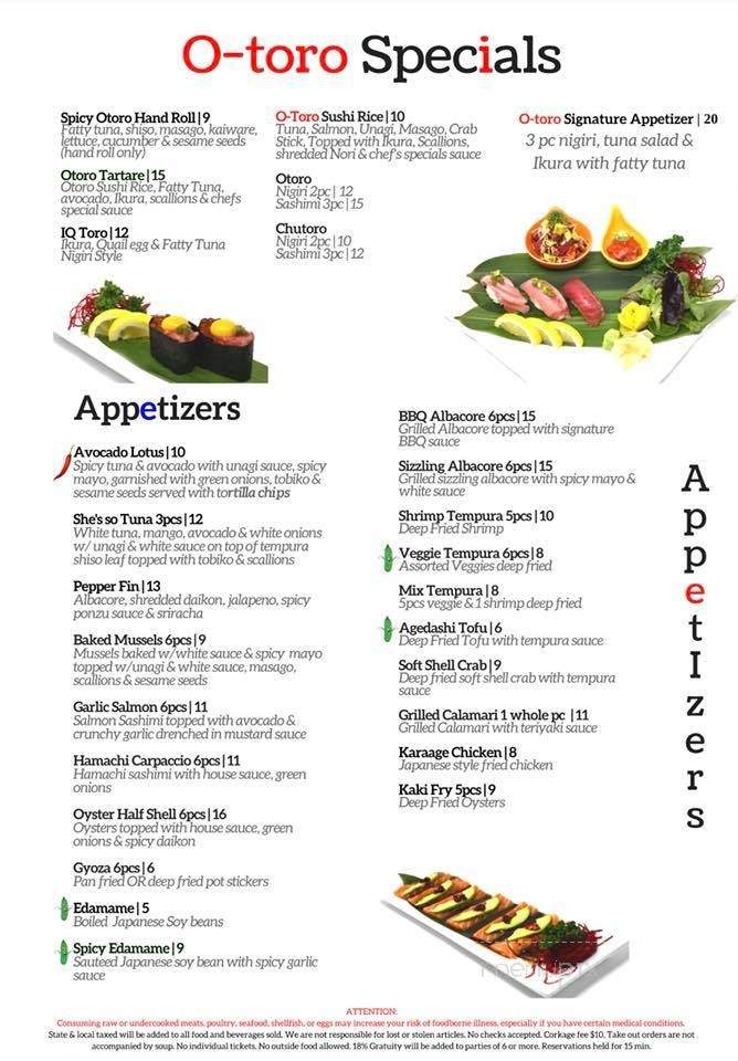 O-Toro Sushi & Shabu - Sacramento, CA menu_pic