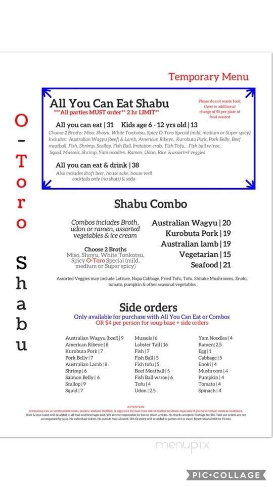 O-Toro Sushi & Shabu - Sacramento, CA menu_pic