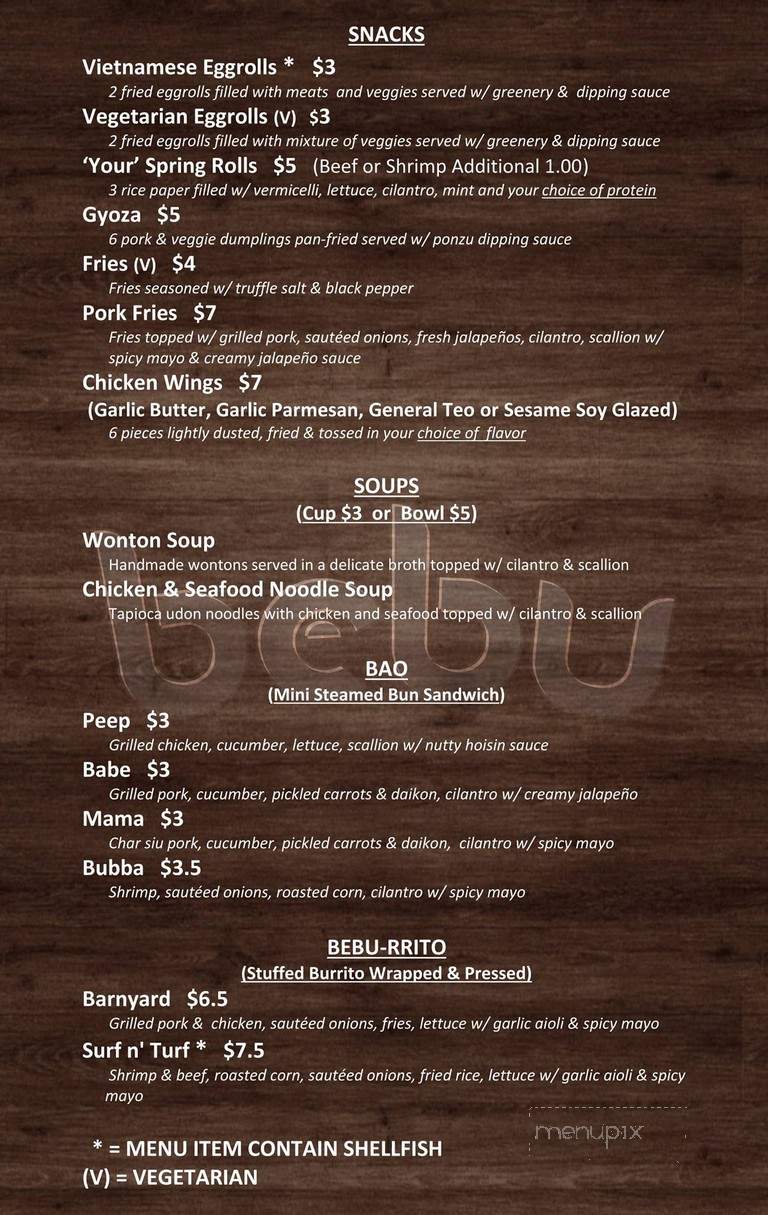 Bebu Asian Kitchen - League City, TX menu_pic