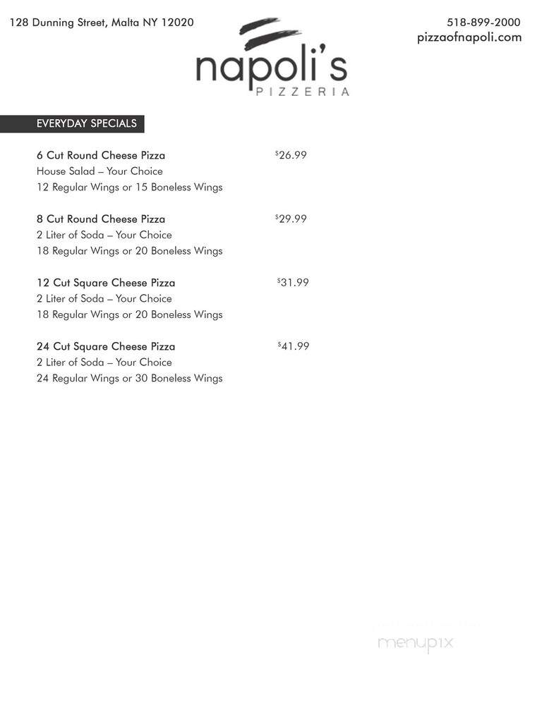 Napoli's Pizzeria - Malta, NY menu_pic