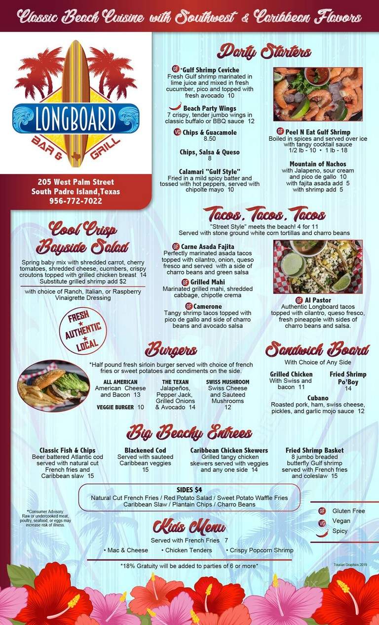 LongBoard Bar and Grill - South Padre Island, TX menu_pic