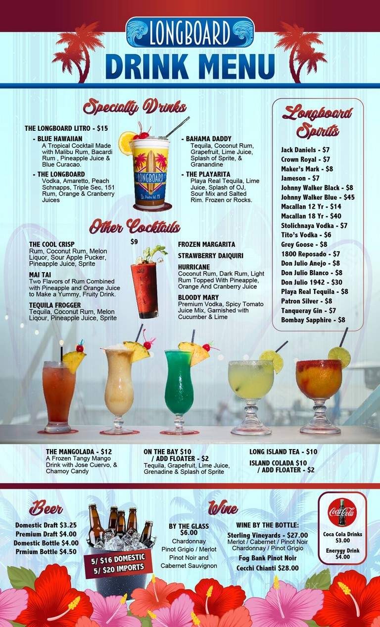 LongBoard Bar and Grill - South Padre Island, TX menu_pic