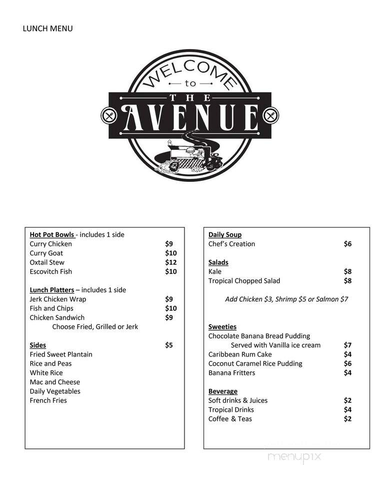 Welcome to The Avenue - Pottstown, PA menu_pic